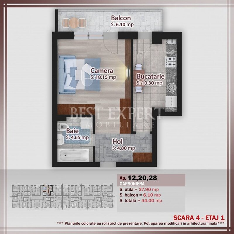Titan Garsoniera 500 m STB /incalzire pardoseala
